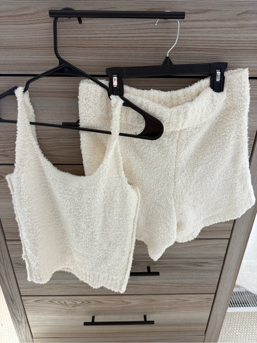 SKIMS Cream Teddy Tank & Shorts Lounge Set